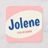 Cute Pink Retro Typografie Vierkante Visitekaartje (Voorkant)