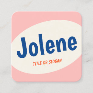 Cute Pink Retro Typografie Vierkante Visitekaartje