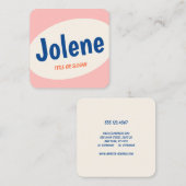 Cute Pink Retro Typografie Vierkante Visitekaartje (Voorkant / Achterkant)