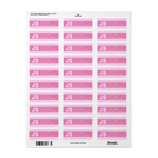 Cute Pink Return Address Labels (Full Sheet)