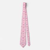 Cute Pink Ribbon and Gingham Sweet Girly Pattern Stropdas (Voorkant)