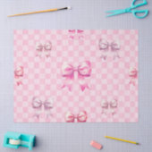 Cute Pink Ribbon and Gingham Sweet Girly Pattern Tissuepapier (Craft)