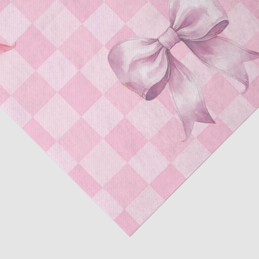Cute Pink Ribbon and Gingham Sweet Girly Pattern Tissuepapier (Detail)