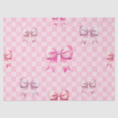 Cute Pink Ribbon and Gingham Sweet Girly Pattern Tissuepapier (Voorkant)