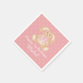 Cute Pink Ribbon Bunny Rabbit First Birthday Party Servet (Hoek)