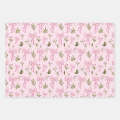 Cute Pink Ribbon Floral Seamless Pattern Inpakpapier Vel (Voorkant 3)