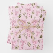 Cute Pink Ribbon Floral Seamless Pattern Inpakpapier Vel (In situ)