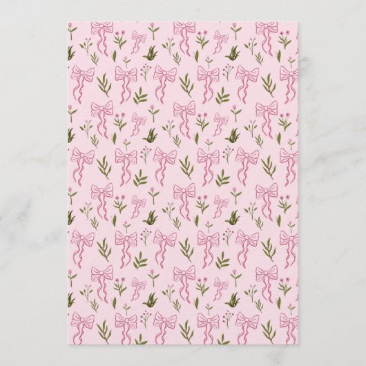 Cute Pink Ribbon Floral Seamless Pattern Kaart (Voorkant)