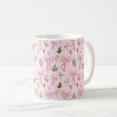 Cute Pink Ribbon Floral Seamless Pattern Koffiemok (Voorkant rechts)