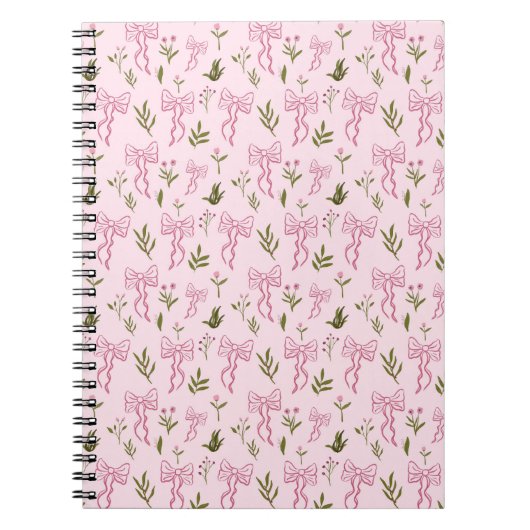 Cute Pink Ribbon Floral Seamless Pattern Notitieboek (Voorkant)