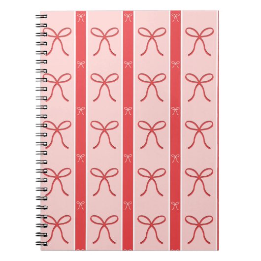 Cute Pink Ribbon Striped Pattern Notitieboek (Voorkant)