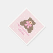 Cute Pink Ribbon Teddy Bear Girl Birthday Party Servetten (Hoek)
