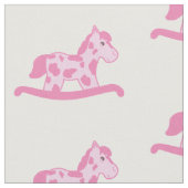 Cute Pink Rocking Horse Pattern op White Stof (Close Up)