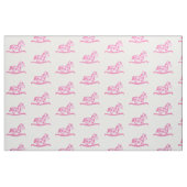 Cute Pink Rocking Horse Pattern op White Stof (Fat Quarter)