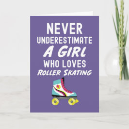 Cute Pink Roller Skater Cards For Baby Girls Kids Kaart