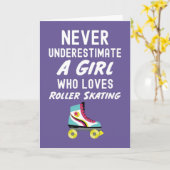 Cute Pink Roller Skater Cards For Baby Girls Kids Kaart (Gele Bloem)