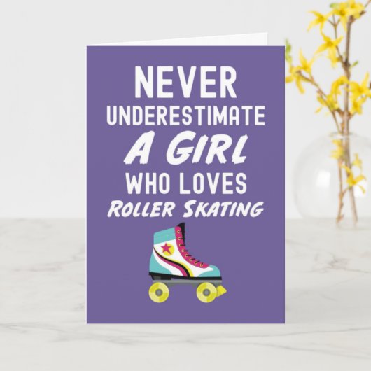 Cute Pink Roller Skater Cards For Baby Girls Kids Kaart (Gele Bloem)