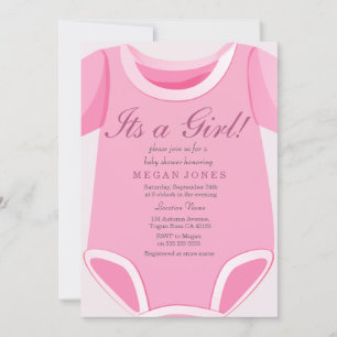 Cute Pink Romper Het meisje baby shower nodigt uit Kaart