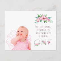Cute Pink Rose Gold Floral First Birthday Foto