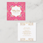 Cute Pink Rose Gold Swirls Makeup Artist Vierkante Visitekaartje (Voorkant / Achterkant)