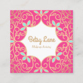 Cute Pink Rose Gold Swirls Makeup Artist Vierkante Visitekaartje (Voorkant)