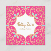 Cute Pink Rose Gold Swirls Makeup Artist