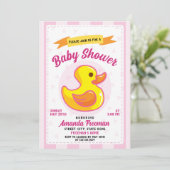 Cute Pink Rubber Duck Speelgoed Girl Baby shower Kaart (Staand voorkant)