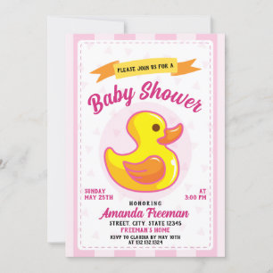 Cute Pink Rubber Duck Speelgoed Girl Baby shower Kaart