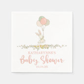 Cute Pink Rustic Floral Bunny Baby shower Servet (Voorkant)