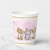 Cute Pink Safari Animals Baby shower Papieren Bekers (Achterkant)