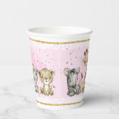 Cute Pink Safari Animals Baby shower Papieren Bekers (Rechts)