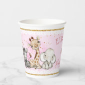 Cute Pink Safari Animals Baby shower Papieren Bekers (Voorkant)