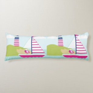 Cute Pink Sail Boat en Lighthouse Lichaamskussen
