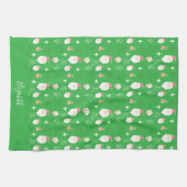 Cute Pink Santa Holiday Pattern Theedoek (Horizontaal)