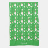 Cute Pink Santa Holiday Pattern Theedoek (Verticaal)