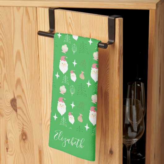 Cute Pink Santa Holiday Pattern Theedoek (Derde Gevouwen)