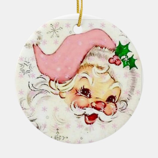 Cute Pink  Santa Ornament (Voorkant)