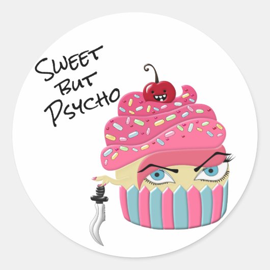 Cute Pink Scary Kawaii Cupcake Halloween Party Ronde Sticker (Voorkant)
