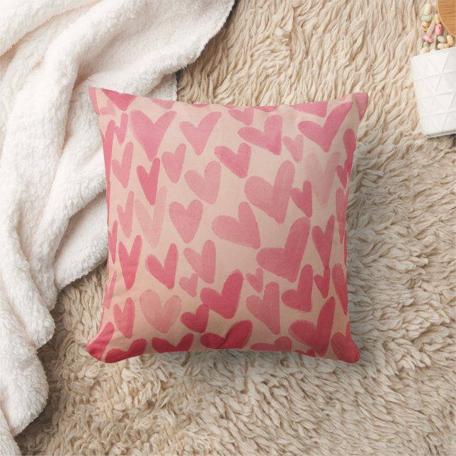 Cute Pink Scattered Hearts Kussen (Deken)