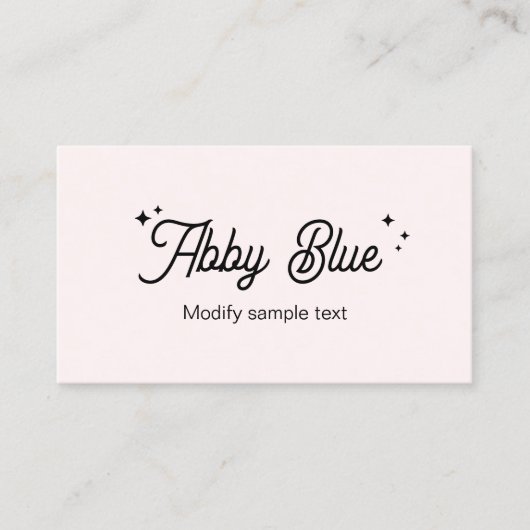 Cute Pink Script Font Stars Visitekaartje (Voorkant)