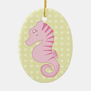 Cute Pink Seahorse Keramisch Ornament