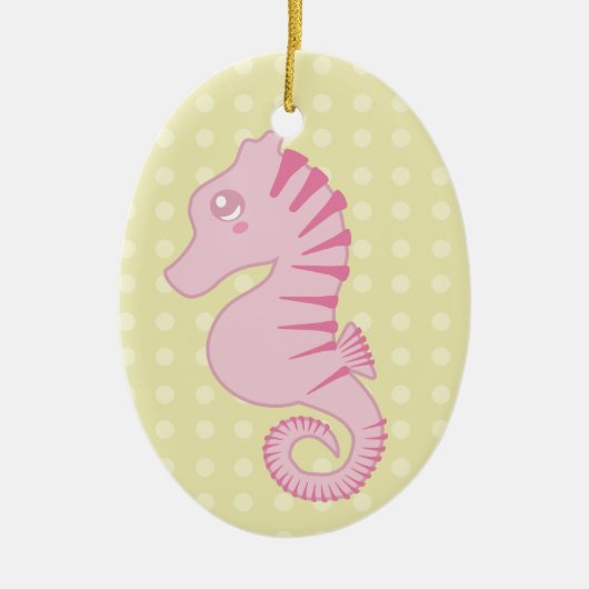Cute Pink Seahorse Keramisch Ornament (Voorkant)