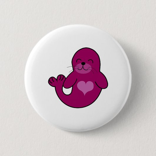 Cute Pink Seal Ronde Button 5,7 Cm (Voorkant)