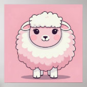 Cute Pink Sheep Nursery Wall Art Print Poster (Voorkant)