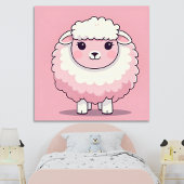Cute Pink Sheep Nursery Wall Art Print Poster