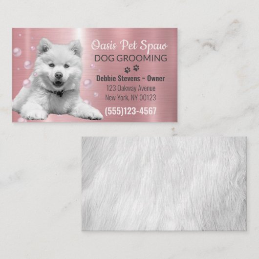 Cute Pink Shimmer Dog Pet Grooming Service Visitekaartje (Voorkant / Achterkant)