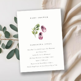 Cute Pink Shoes Foliage Girl Baby shower Invite Bedankkaart