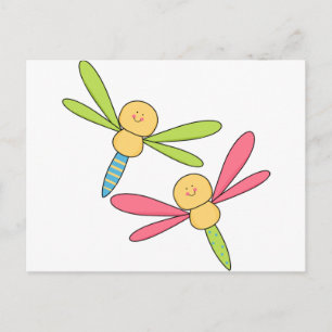 Cute Pink Shower Party Draairy Two Dragonflies Briefkaart