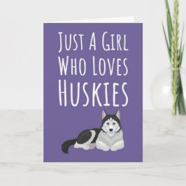 Cute Pink Siberian Husky Cards For Baby Girls Kids Kaart