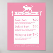 Cute Pink Silhouette Dog Grooming Salon Menu Poster (Voorkant)
